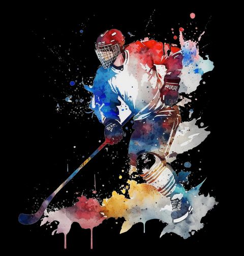 Obrázek produktu Pánské tričko Hokejový Útočník Watercolor Hockey Player