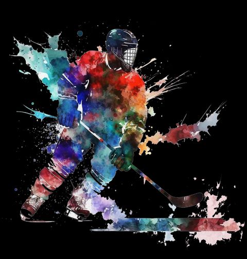 Obrázek produktu Pánské tričko Hokejový Obránce Watercolor Hockey Player