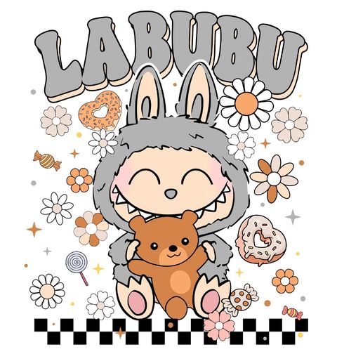 Obrázek produktu Dámské tričko Šedý Labubu s Medvídkem