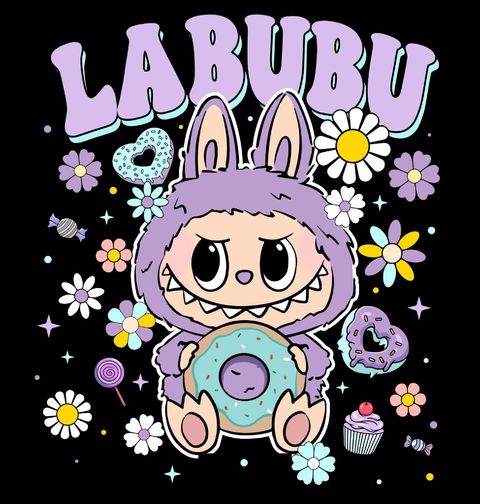 Obrázek produktu Dámské tričko Fialový Labubu s Donutem