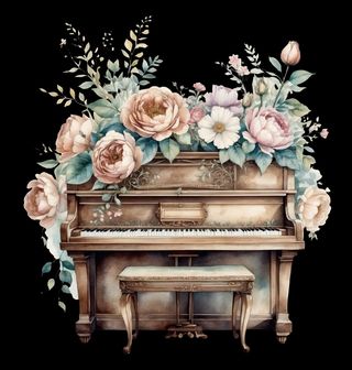 Obrázek 2 produktu Pánské tričko Starožitné Piano v Květinách