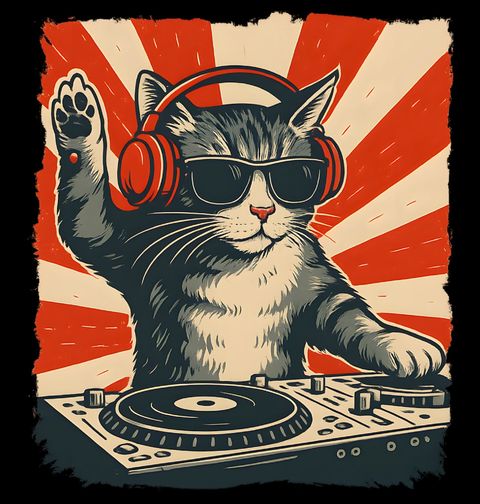 Obrázek produktu Dámské tričko DJ Kočka u Mixážního Pultu