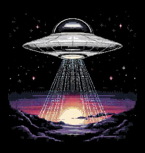 Obrázek produktu Pánské tričko 8bit Létající talíř Pixalated UFO
