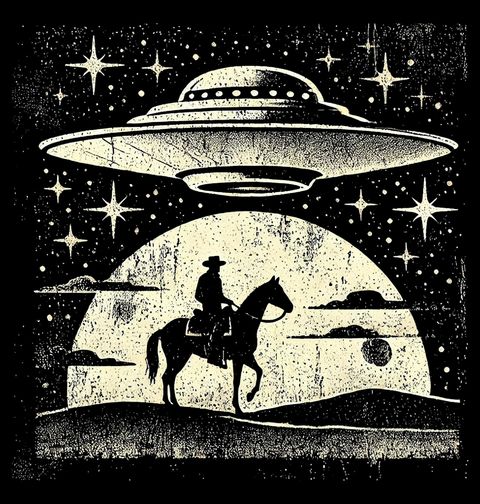 Obrázek produktu Pánské tričko Kovboj a UFO Setkání na Divokém západě