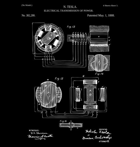 Obrázek produktu Dětské tričko Elektropohon Patent N. Tesla