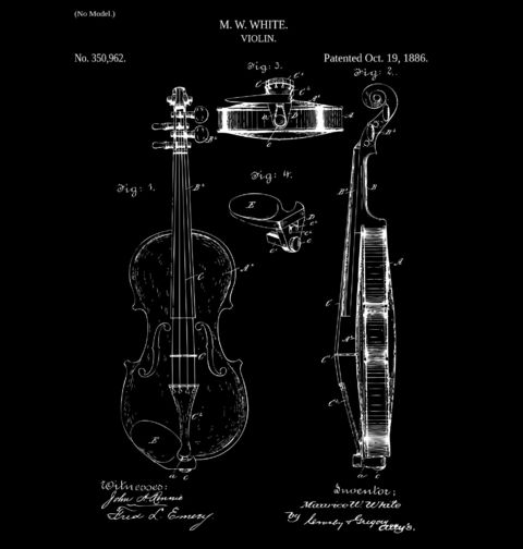Obrázek produktu Dámské tričko Housle Patent M. W. White
