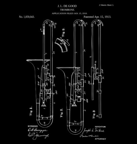 Obrázek produktu Dětské tričko Trombon Patent J. L. De Good