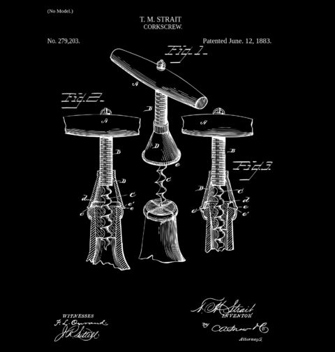 Obrázek produktu Pánské tričko Otvírák na víno Patent T. M. Strait