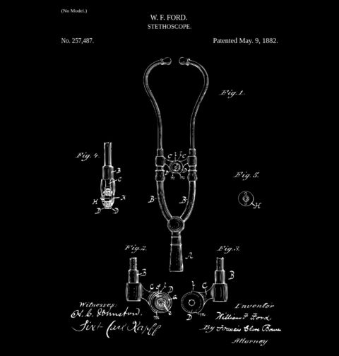 Obrázek produktu Pánské tričko Stetoskop Patent W. F. Ford