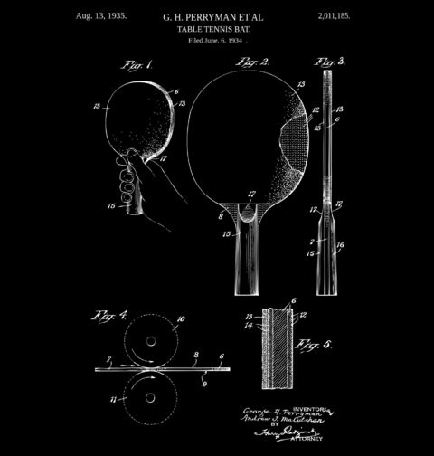 Obrázek produktu Dětské tričko Pálka na Stolní Tenis Patent G. H. Perryman