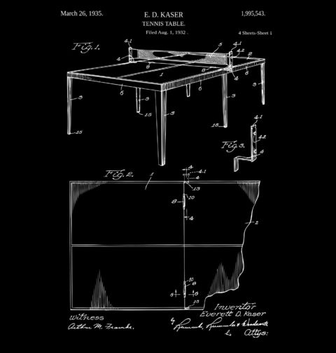Obrázek produktu Pánské tričko Stůl na Stolní Tenis Patent E. D. Kaser