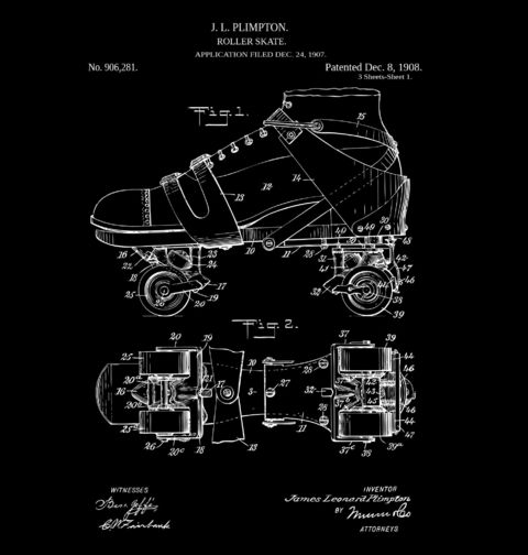 Obrázek produktu Dámské tričko Kolečkové Brusle Patent J. L. Plimpton