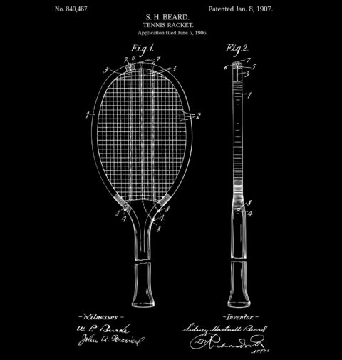 Obrázek produktu Pánské tričko Tenisová Raketa Patent S. H. Beard
