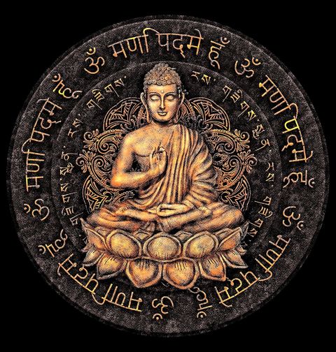 Obrázek produktu Pánské tričko Zlatý Buddha a Mantra
