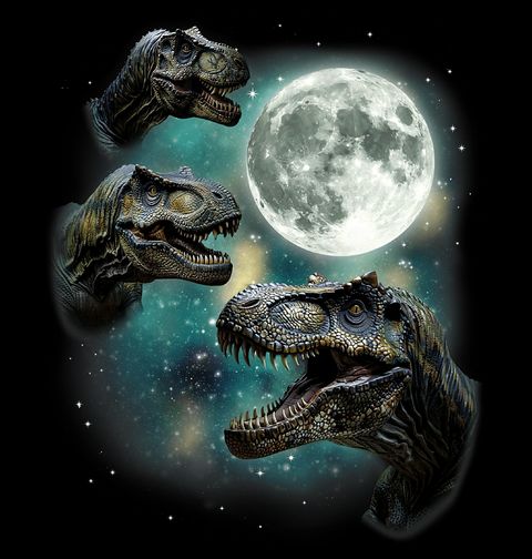 Obrázek produktu Dámské tričko T-Rexové vyjící na Měsíc