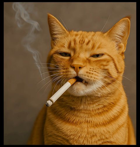 Obrázek produktu Dámské tričko Oranžová Kočka s Cigaretou
