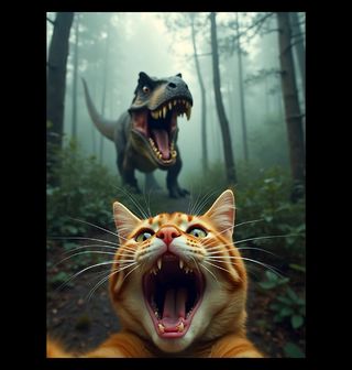 Obrázek 2 produktu Pánské tričko Selfie Kočky a Útok T-Rexe