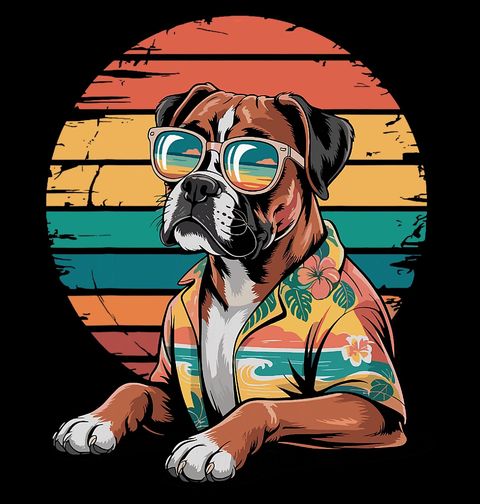 Obrázek produktu Dámské tričko Retro Plážový Pes Boxer