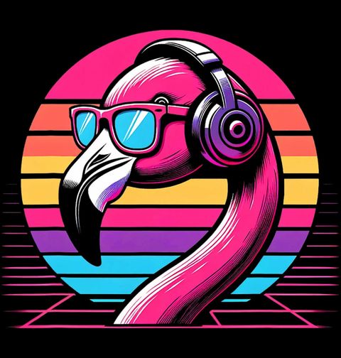 Obrázek produktu Pánské tričko Retro DJ Plameňák Vaporwave