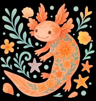 Obrázek 2 produktu Dámské tričko Květinový Axolotl mexický