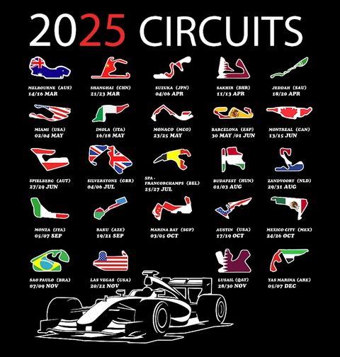 Obrázek produktu Dámské tričko Závodní Okruhy Formule 1 2025