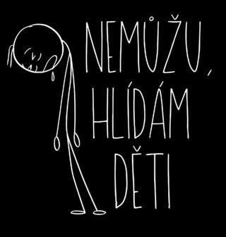 Obrázek 2 produktu Pánské tričko Nemůžu, hlídám děti Vyčerpaný Stickman
