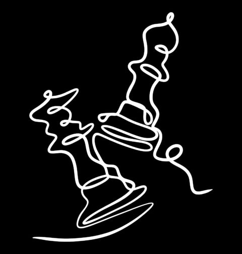 Obrázek produktu Pánské tričko Šach Mat jedním tahem One Line Art
