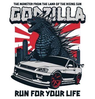 Obrázek 2 produktu Pánské tričko Tokyo Drift Godzilla Run For Your Life