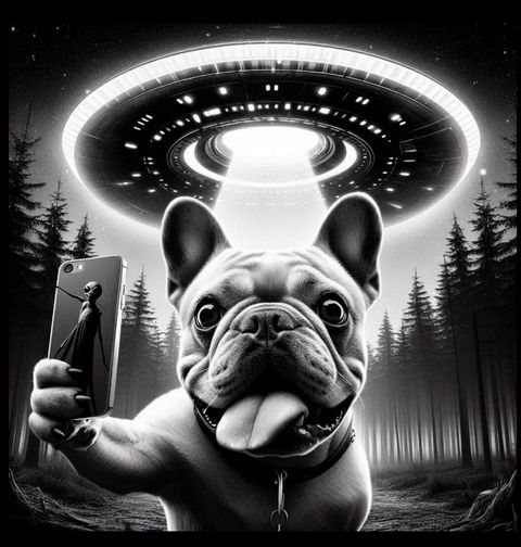 Obrázek produktu Dámské tričko Selfie Únos Buldočka UFO