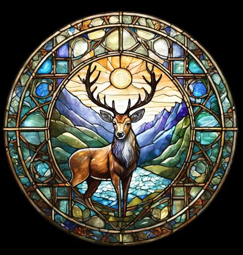 Obrázek produktu Pánské tričko Jelení vitráž Stained Glass
