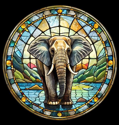 Obrázek produktu Dámské tričko Sloní vitráž Stained Glass
