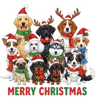 Obrázek 2 produktu Pánské tričko Vánoční Smečka Psů Merry Christmas