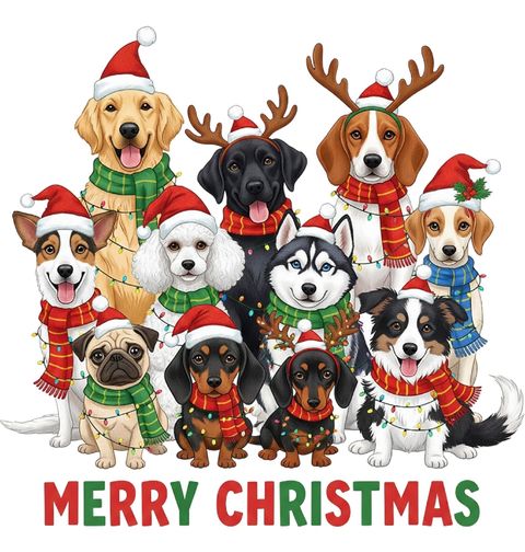 Obrázek produktu Pánské tričko Vánoční Smečka Psů Merry Christmas