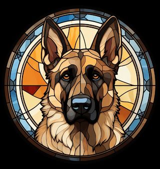 Obrázek 2 produktu Pánské tričko Německý ovčák ve Vitráži Stained Glass