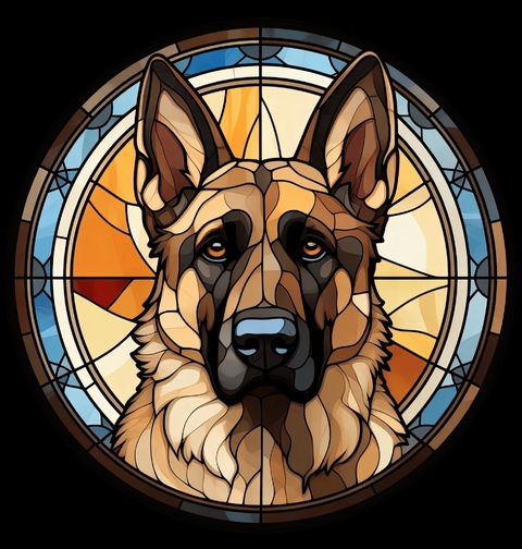 Obrázek produktu Pánské tričko Německý ovčák ve Vitráži Stained Glass
