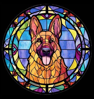 Obrázek 2 produktu Pánské tričko Psí Vitráž Německý ovčák Stained Glass