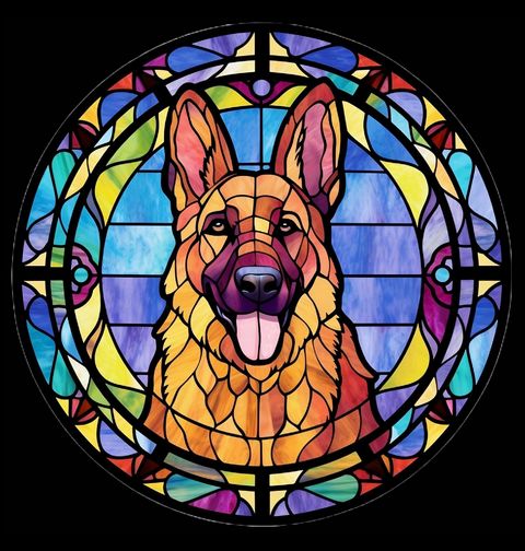Obrázek produktu Pánské tričko Psí Vitráž Německý ovčák Stained Glass