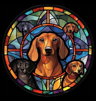 Obrázek 2 produktu Dětské tričko Jezevčíci ve Vitráži Stained Glass