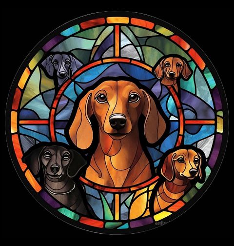 Obrázek produktu Pánské tričko Jezevčíci ve Vitráži Stained Glass