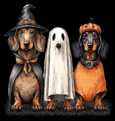Obrázek produktu Pánské tričko Jezevčíci v přestrojení na Halloween