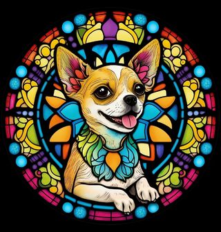 Obrázek 2 produktu Dámské tričko Čivava ve Vitráži Stained Glass