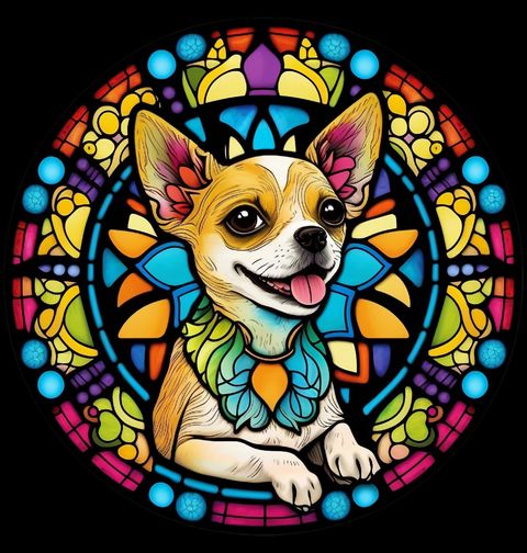 Obrázek produktu Dámské tričko Čivava ve Vitráži Stained Glass