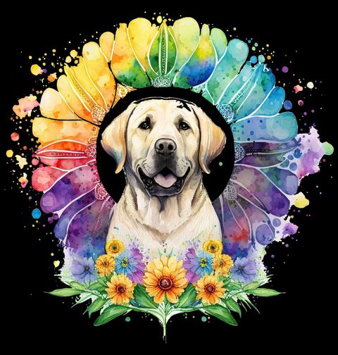 Obrázek produktu Pánské tričko Květinová mandala a Labradorský retrívr
