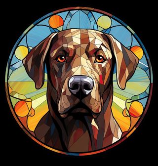 Obrázek 2 produktu Pánské tričko Hnědý Labrador ve Vitráži Stained Glass