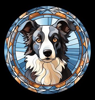 Obrázek 2 produktu Pánské tričko Border kolie ve Vitráži Stained Glass