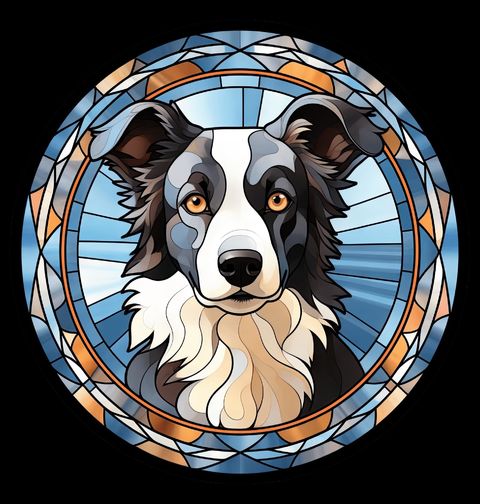Obrázek produktu Pánské tričko Border kolie ve Vitráži Stained Glass