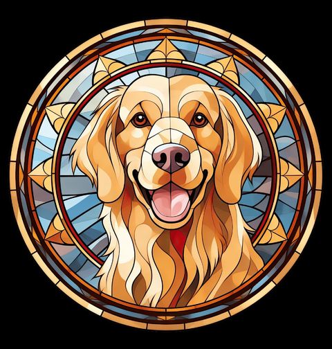 Obrázek produktu Pánské tričko Zlatý retrívr ve Vitráži Stained Glass
