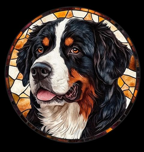 Obrázek produktu Pánské tričko Bernský salašnický pes ve Vitráži Stained Glass
