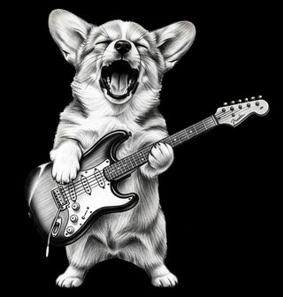 Obrázek 2 produktu Pánské tričko Rockový Corgi s Kytarou