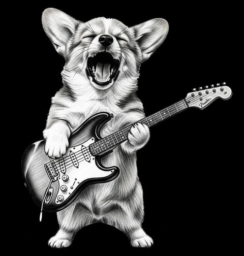 Obrázek produktu Pánské tričko Rockový Corgi s Kytarou